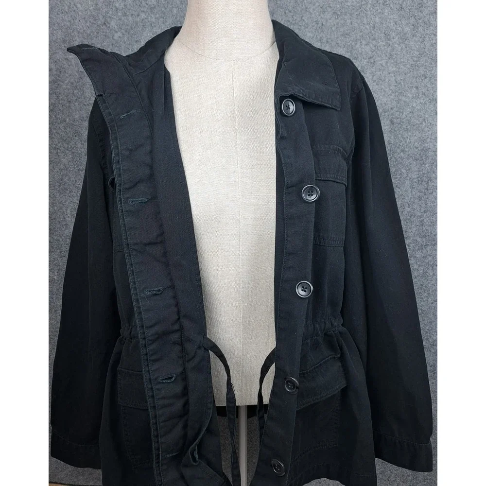 Relativity Women's Cotton‎ Blend Trench Coat Jacket Black Size 2X Button